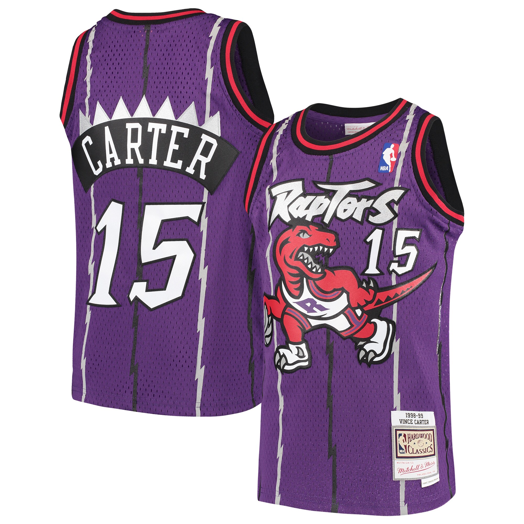 Vince Carter Toronto Raptors Mitchell & Ness Youth 1998\/99 Hardwood Classics Swingman Throwback Jersey - Purple