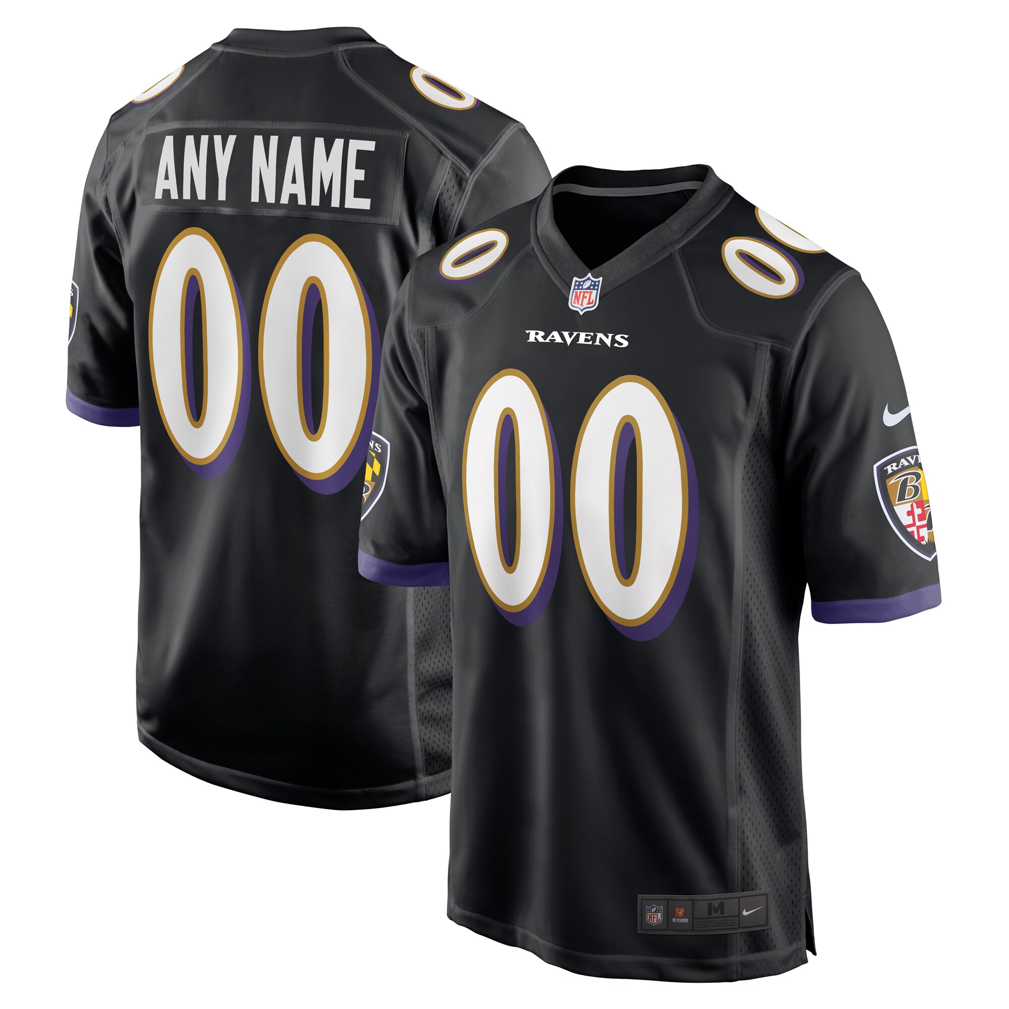 Baltimore Ravens  Alternate Custom Game Jersey - Black