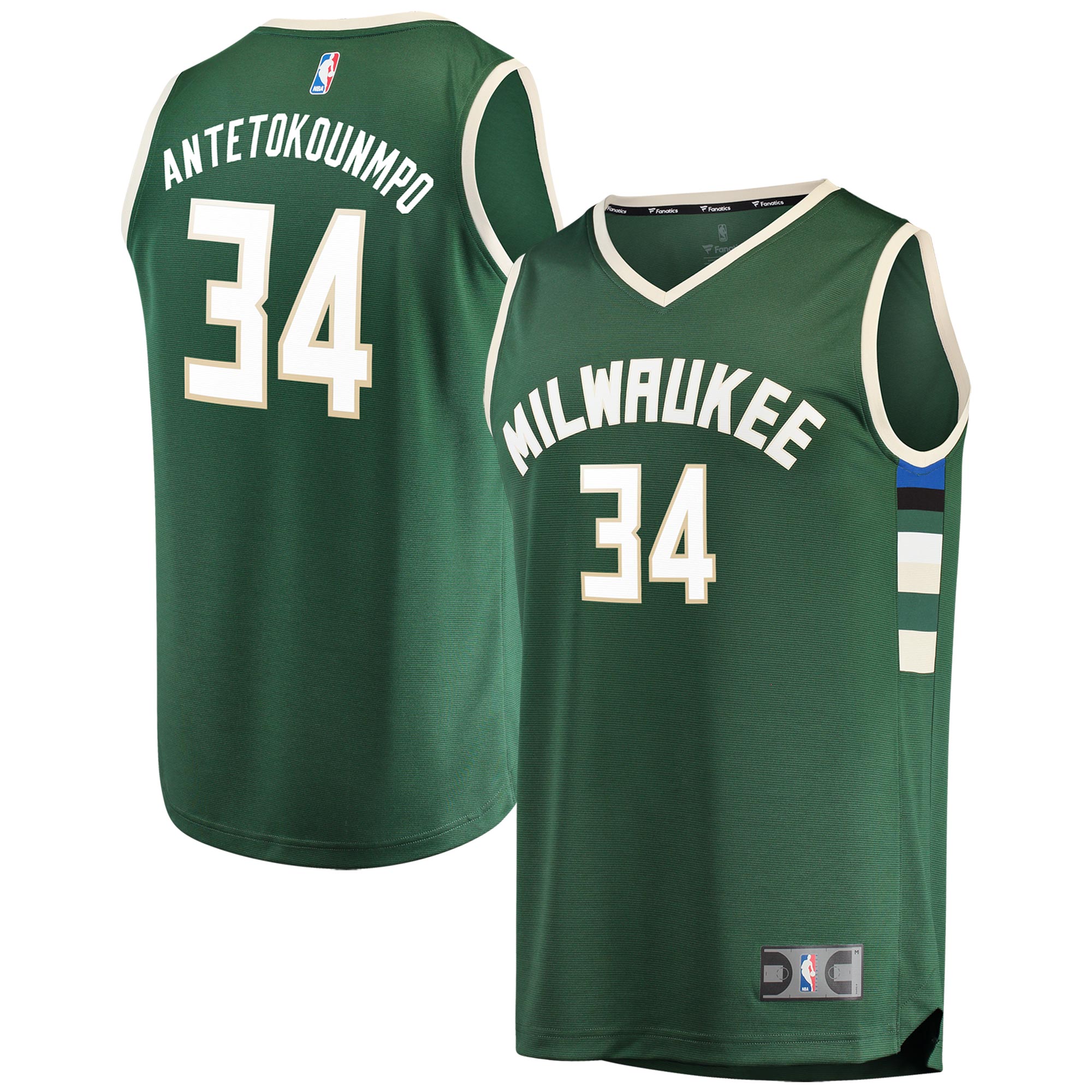 Giannis Antetokounmpo Milwaukee Bucks Fanatics Youth Fast Break Player Jersey Green - Icon Edition