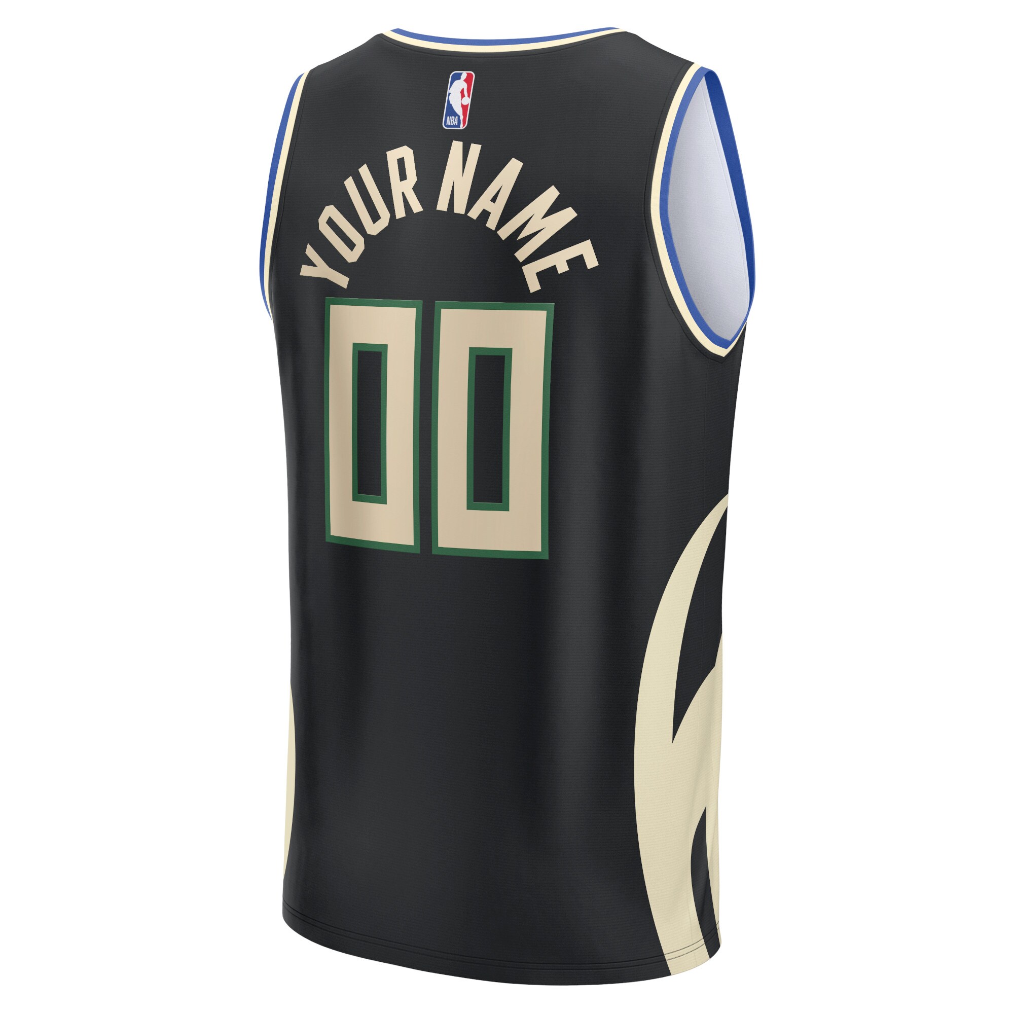 Milwaukee Bucks Fanatics Youth Fast Break Custom Jersey - Black - Statement Edition