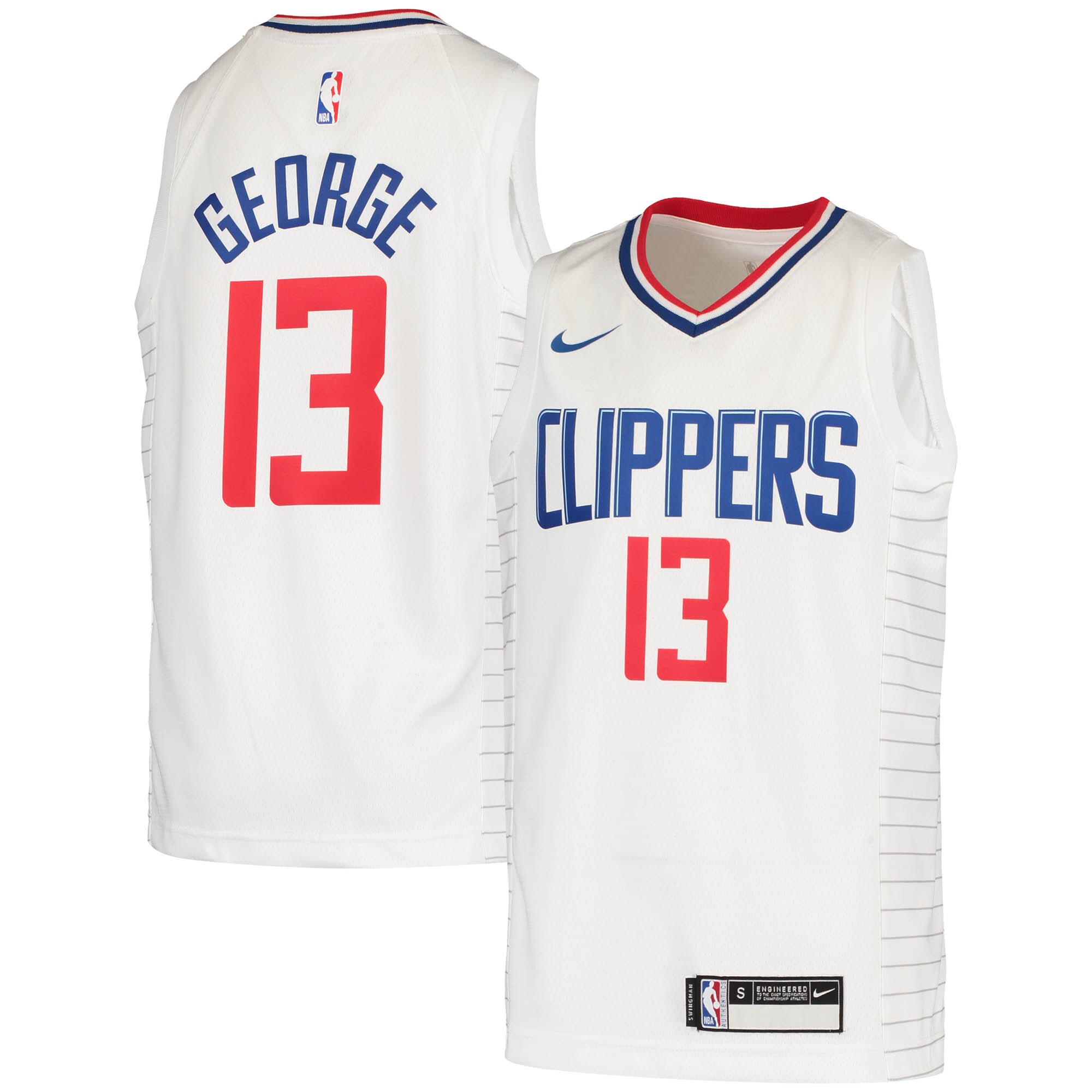 Paul George LA Clippers  Youth 2020\/21 Swingman Jersey - Association Edition - White