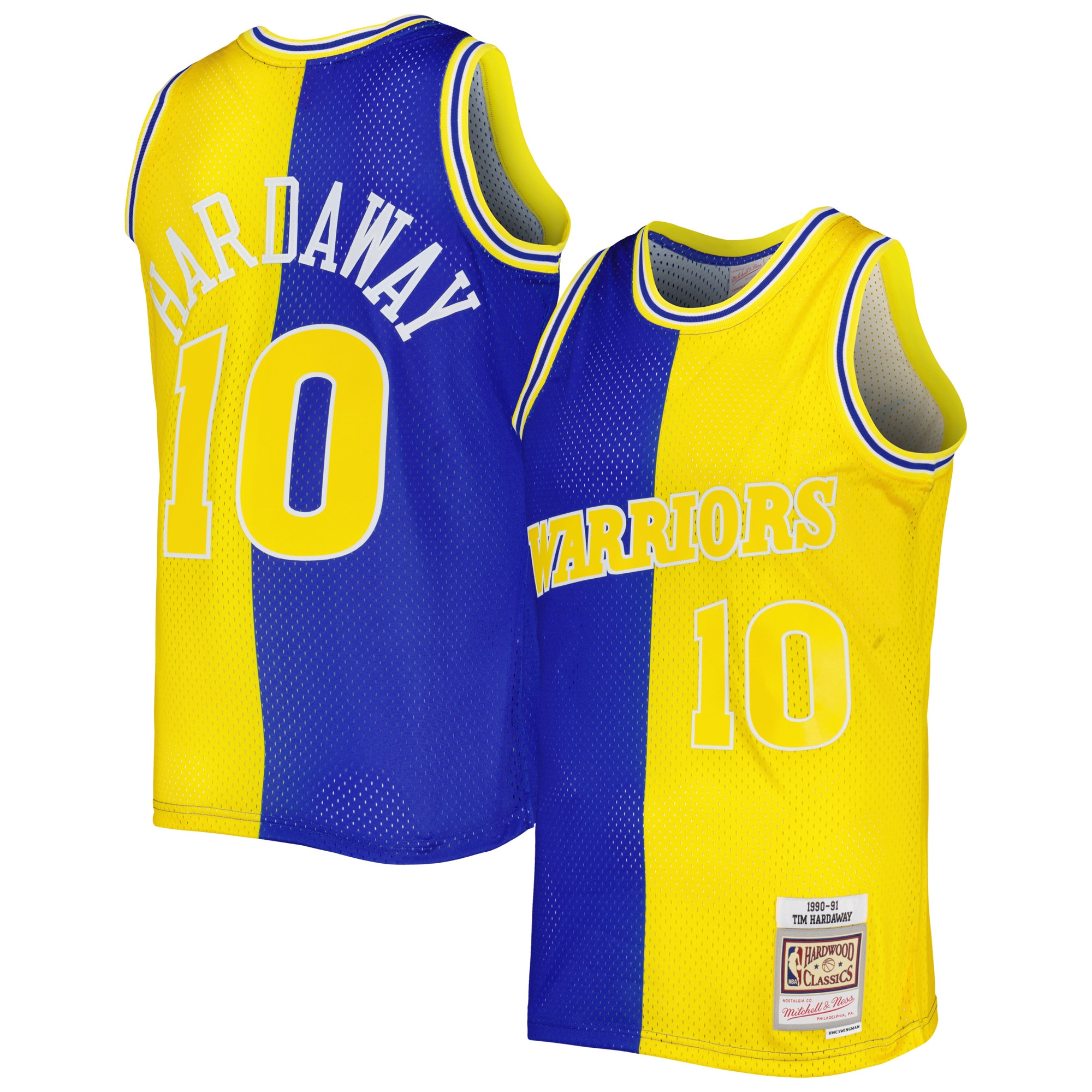 Tim Hardaway Golden State Warriors Mitchell & Ness Hardwood Classics 1990\/91 Split Swingman Jersey - Royal\/Gold