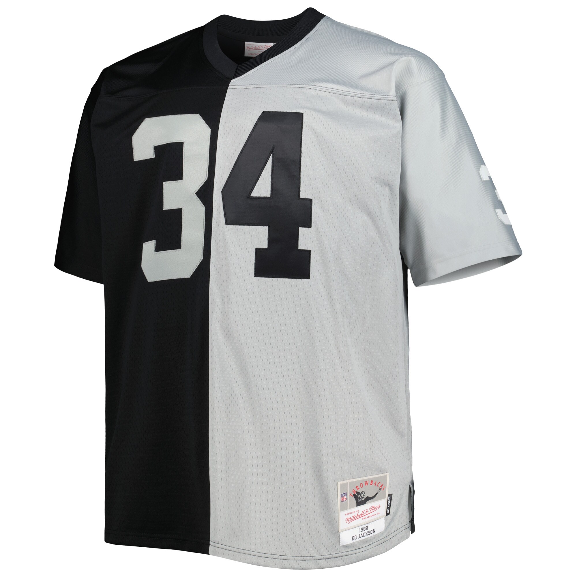 Bo Jackson Las Vegas Raiders Mitchell & Ness Big & Tall Split Legacy Retired Player Replica Jersey - Black\/Silver