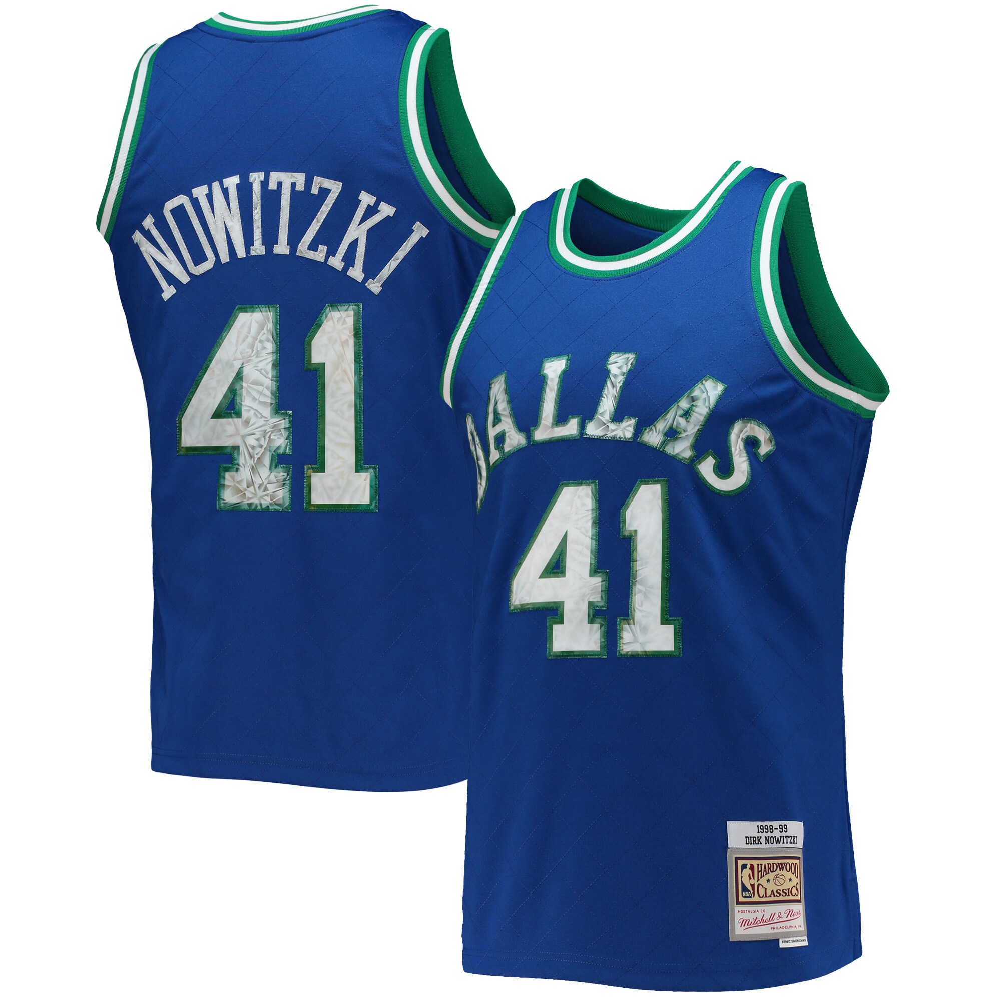 Dirk Nowitzki Dallas Mavericks Mitchell & Ness 1998\/99 Hardwood Classics NBA 75th Anniversary Diamond Swingman Jersey - Blue