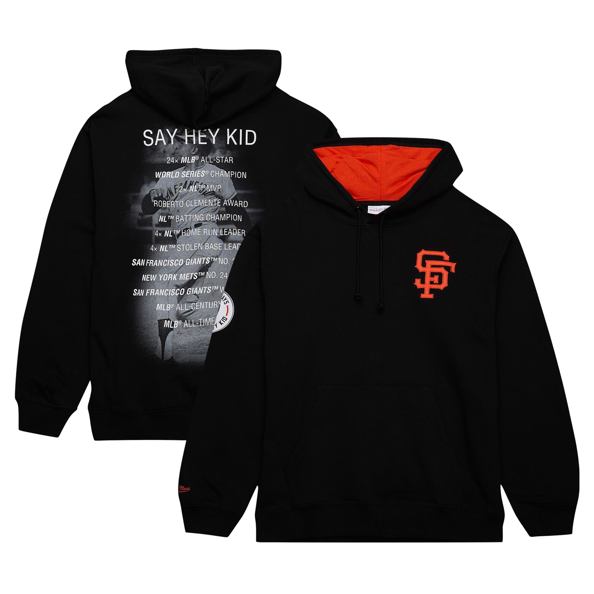 Willie Mays San Francisco Giants Mitchell & Ness Vintage Logo Name & Number Pullover Hoodie - Black