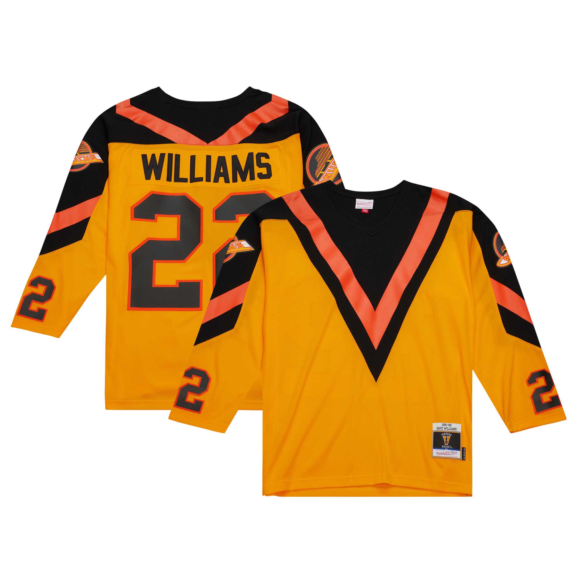 Dave Williams Vancouver Canucks Mitchell & Ness Men's 1981\/82 Blue Line Player Jersey - Yellow