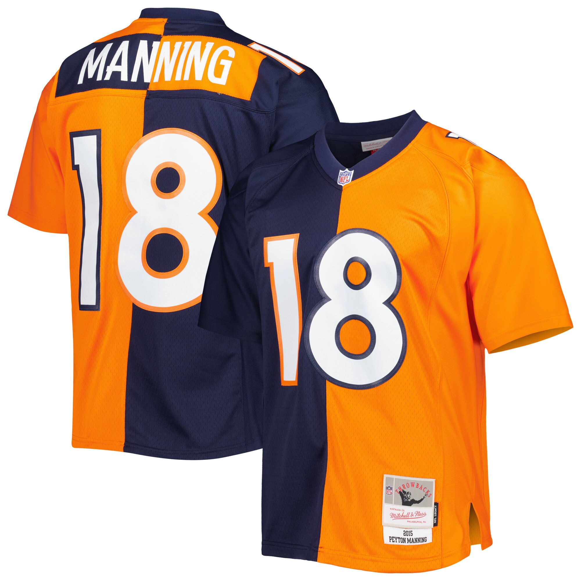 Peyton Manning Denver Broncos Mitchell & Ness 2015 Split Legacy Replica Jersey - Navy\/Orange