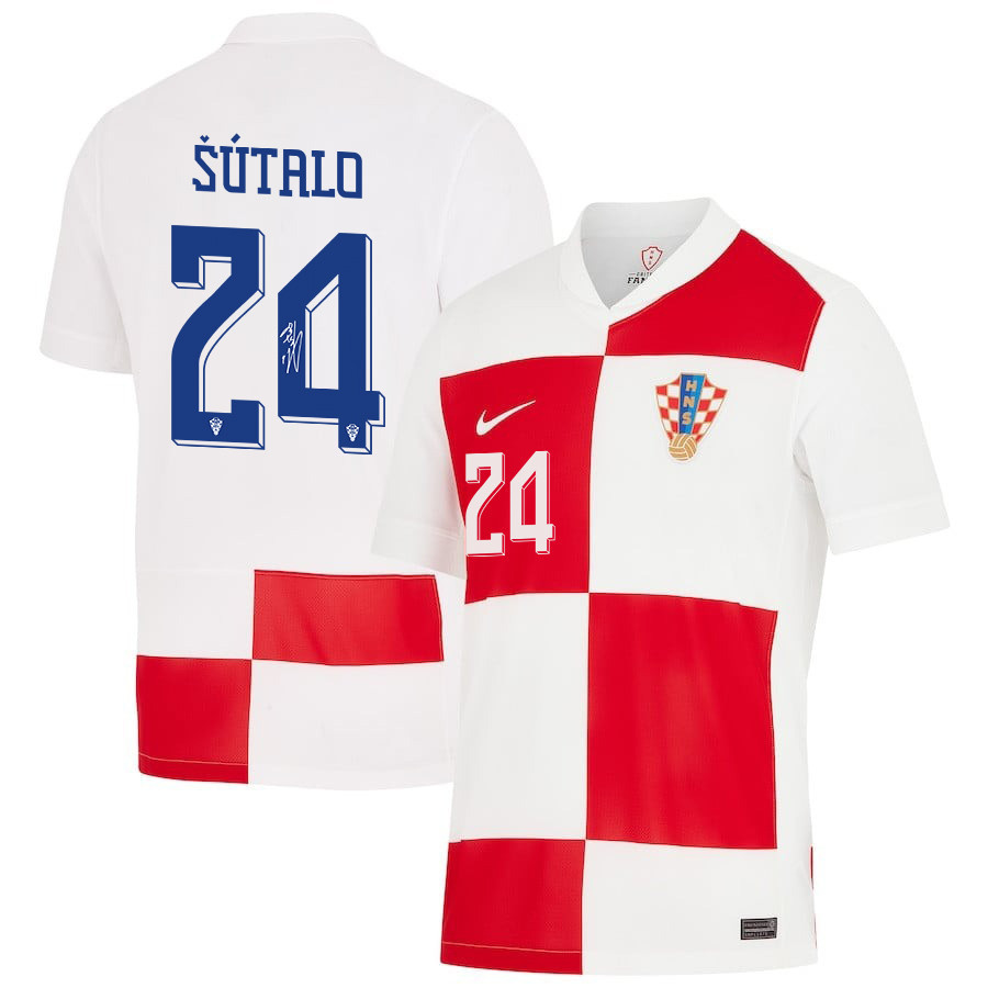 Josip Šutalo 24 Signed Croatia National Team 2024 Home Men Jersey Autographed - White