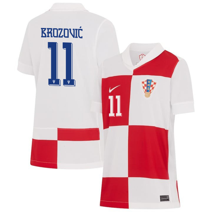 Marcelo Brozović 11 Croatia National Team 2024 Home YOUTH Jersey - White