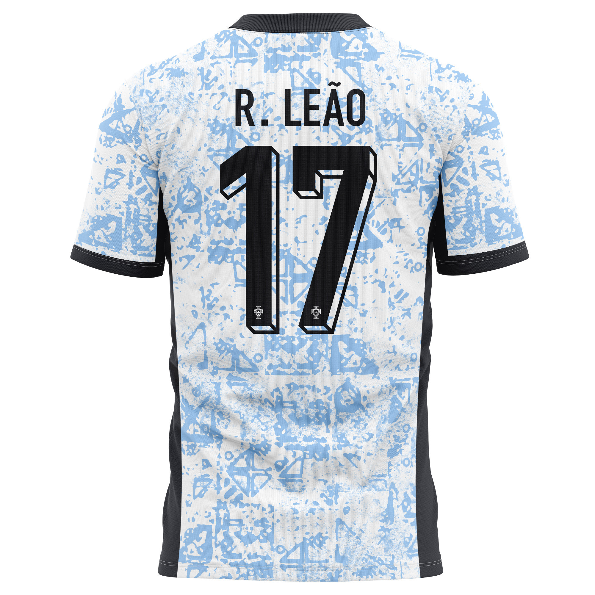 Rafael Leão 17 Portugal National Team 2024/25 Away Kits AOP T-shirt - Cream/Blue
