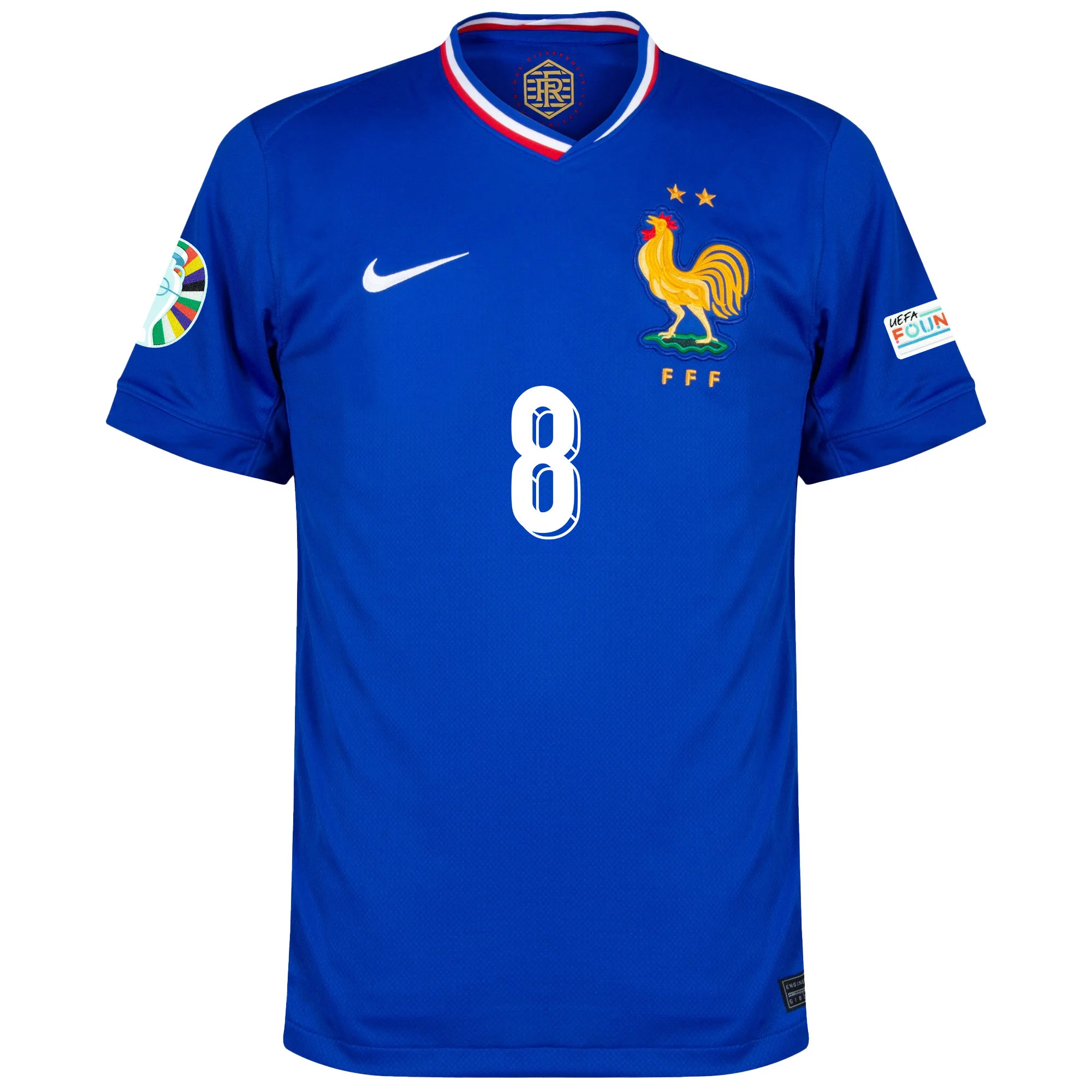 Aurélien Tchouameni 8 France National Team 2024/25 Home Jersey - Euro UEFA Patch - Men, Blue