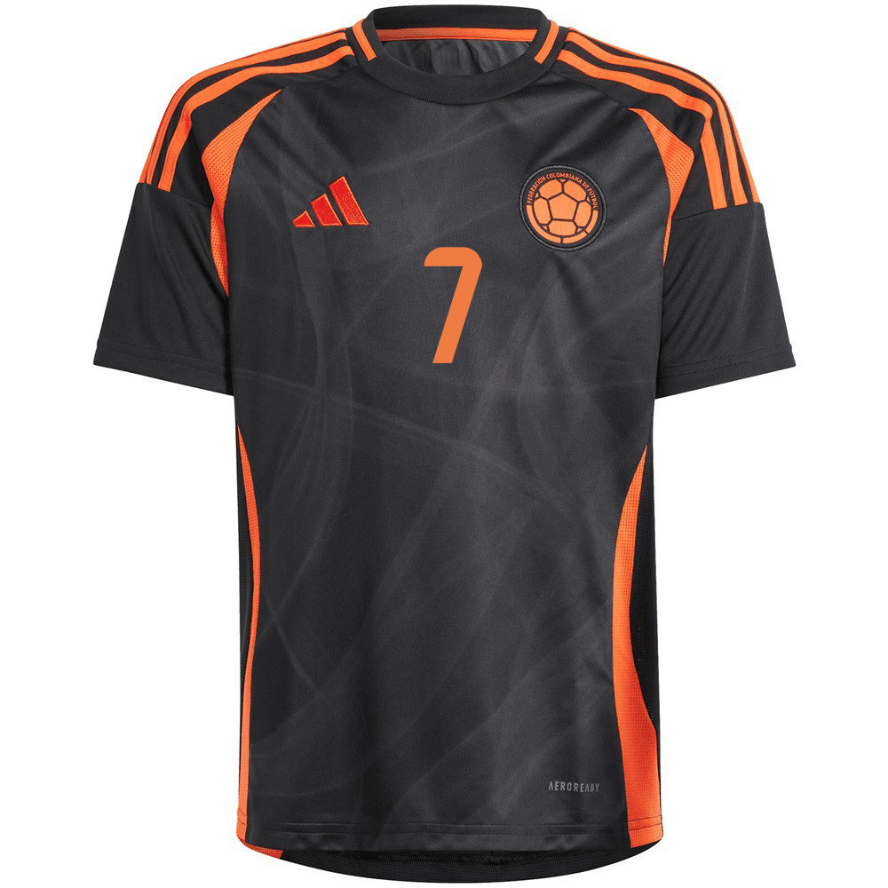Luis Díaz 7 Colombia National Team 2024/25 Away YOUTH Jersey - Black