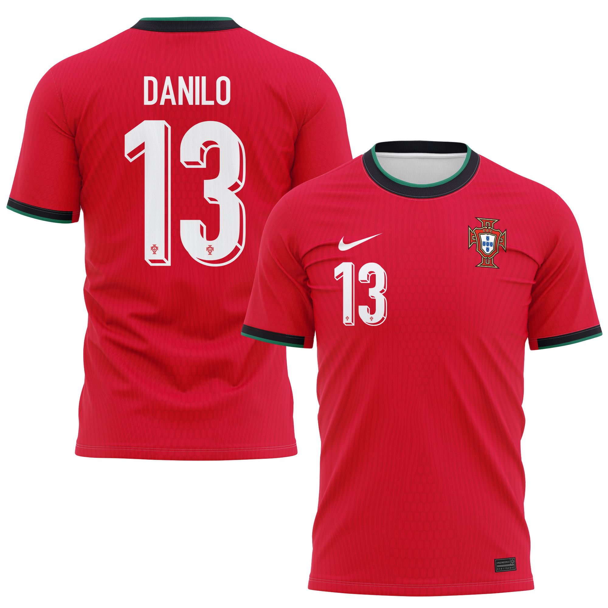 Danilo 13 Portugal National Team 2024/25 Home Kits AOP T-shirt - Red