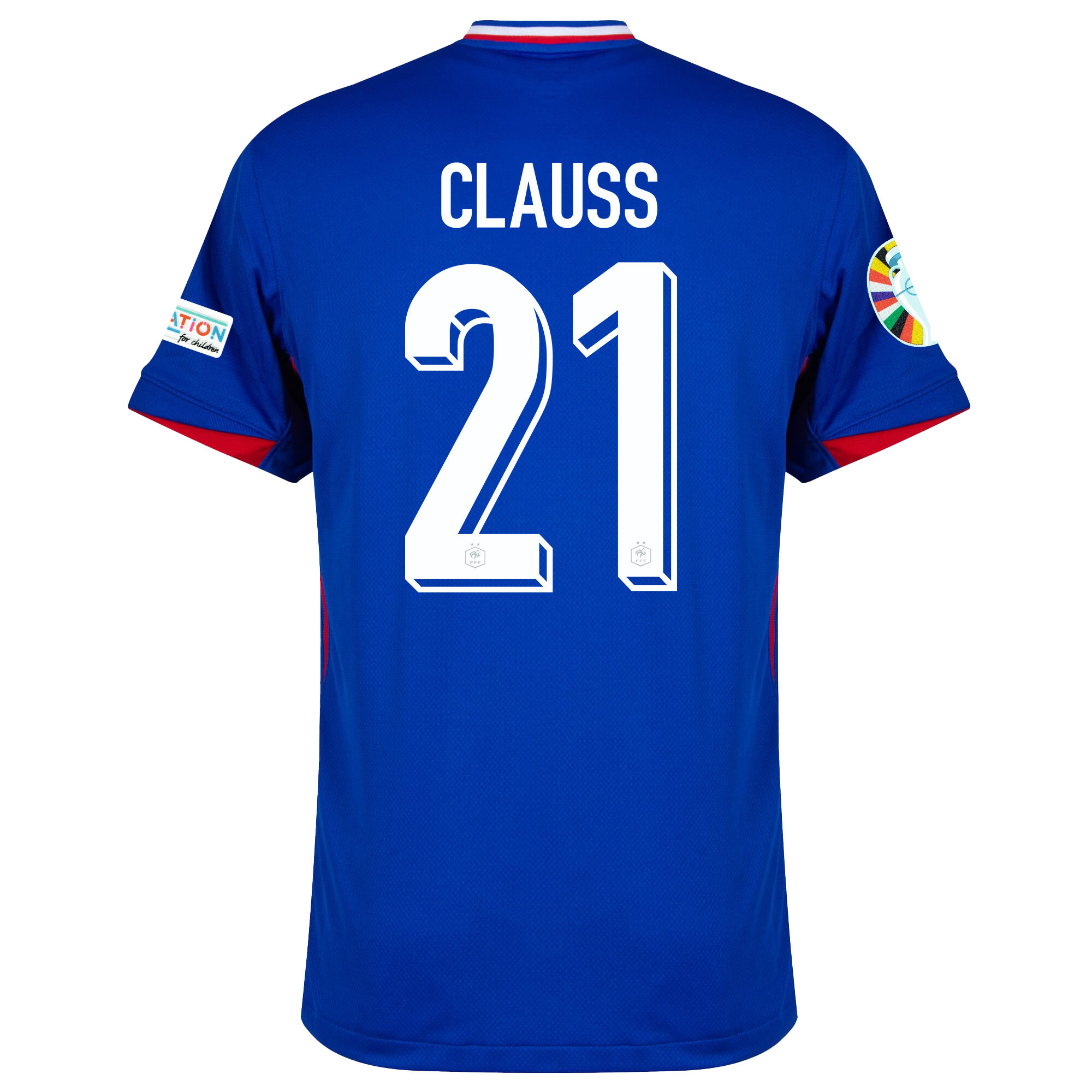 Jonathan Clauss 21 France National Team 2024/25 Home Jersey - Euro UEFA Patch - Men, Blue