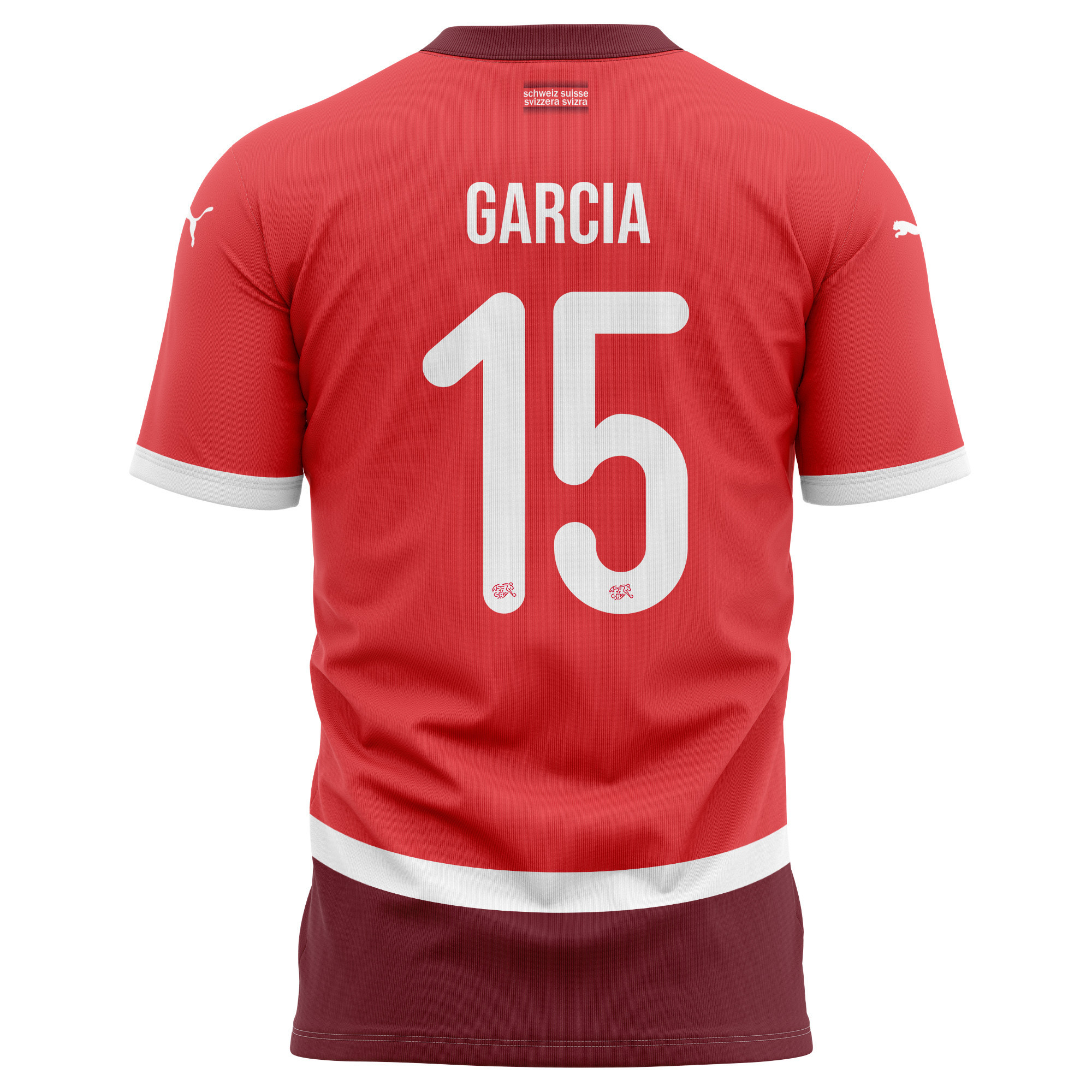 Ulisses Garcia 15 Switzerland National Team 2024/25 Home Kits AOP T-shirt - Red