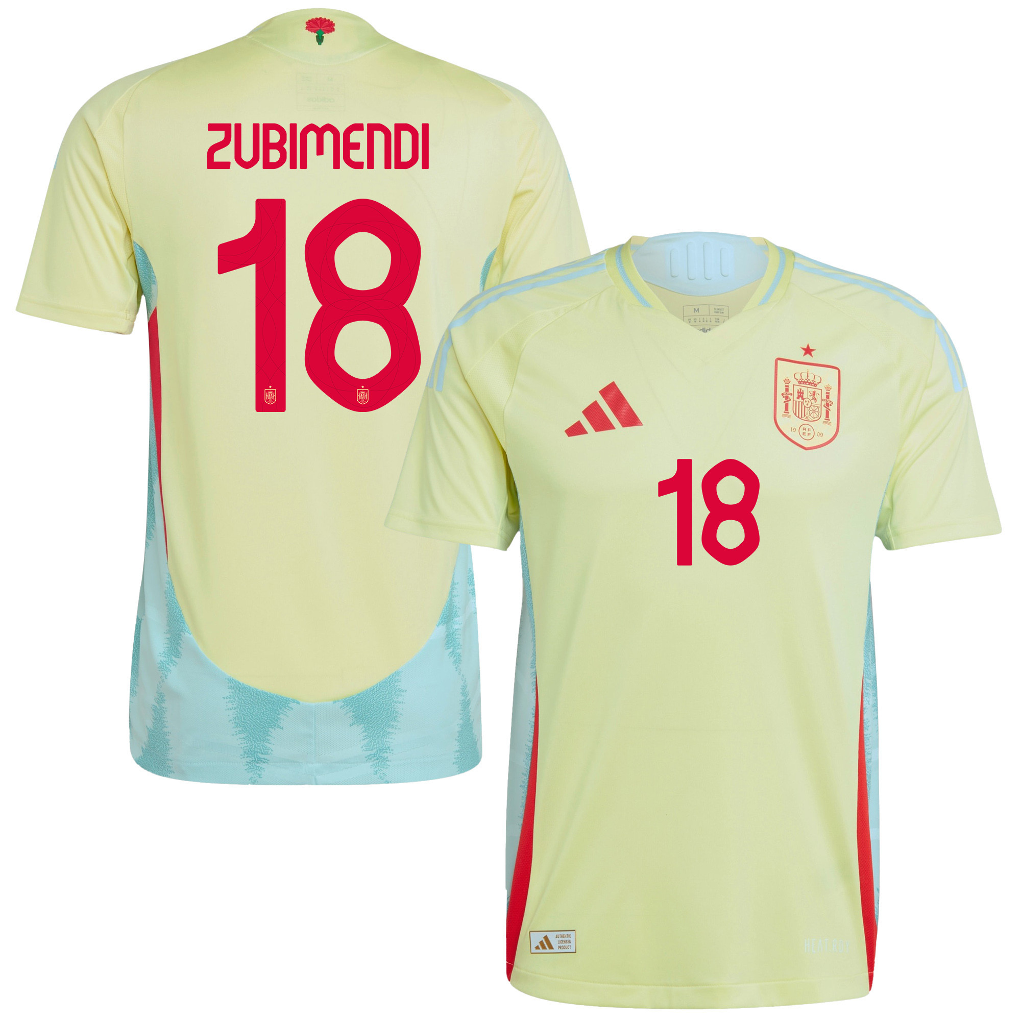 Martin Zubimendi 18 Spain National Team 2024 Away Men Jersey - Yellow