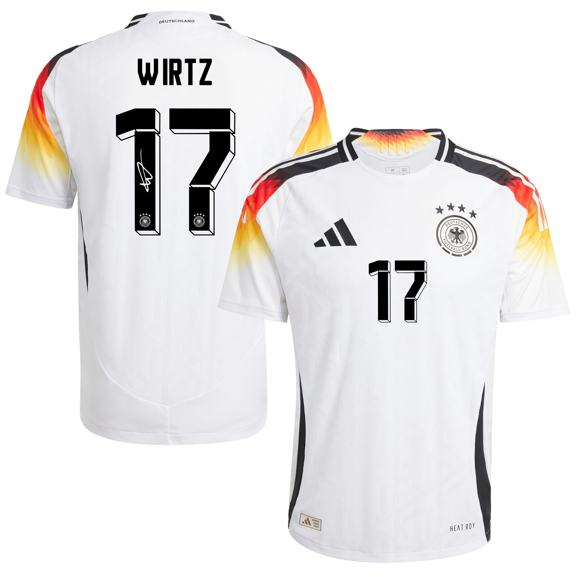 Florian Wirtz 17 Signed Germany National Team 2024/25 Home Jersey Autographed - Men