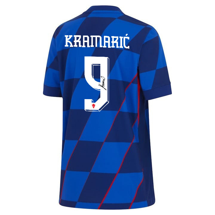 Andrej Kramarić 9 Signed Croatia National Team 2024 Away YOUTH Jersey Autographed - Navy