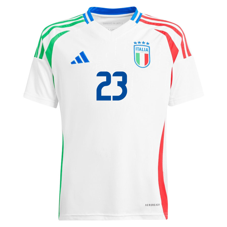 Alessandro Bastoni 23 Italy National Team 2024/25 Away YOUTH Jersey - White