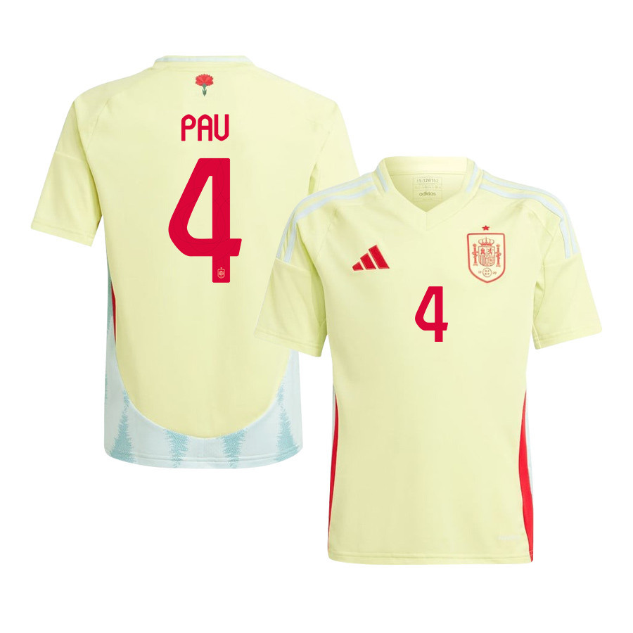 Pau Torres 4 Spain National Team 2024 Away YOUTH Jersey - Yellow