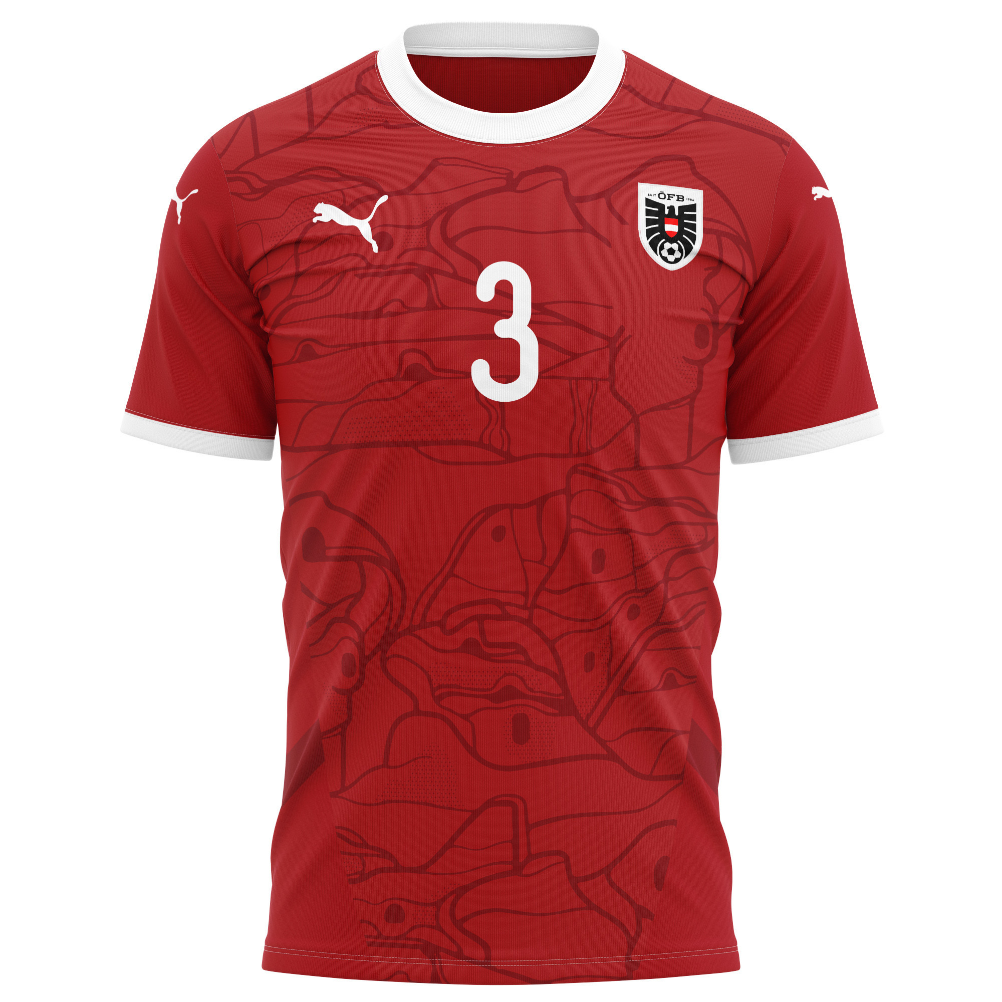 Guido Burgstaller 3 Austria National Team 2024/25 Home Kits AOP T-shirt - Red