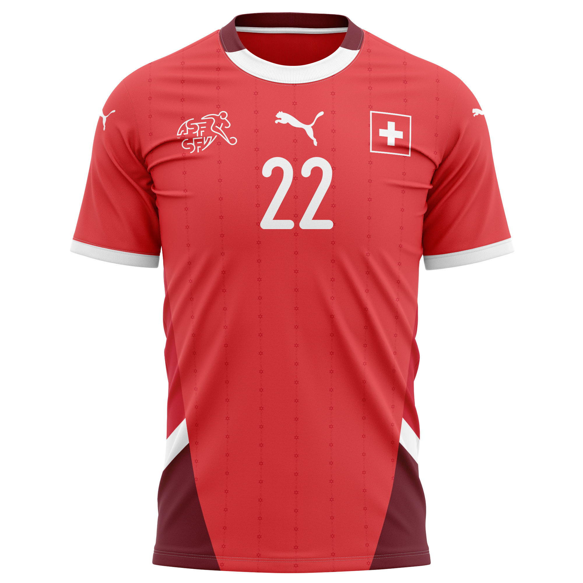 Dominik Schmid 22 Switzerland National Team 2024/25 Home Kits AOP T-shirt - Red