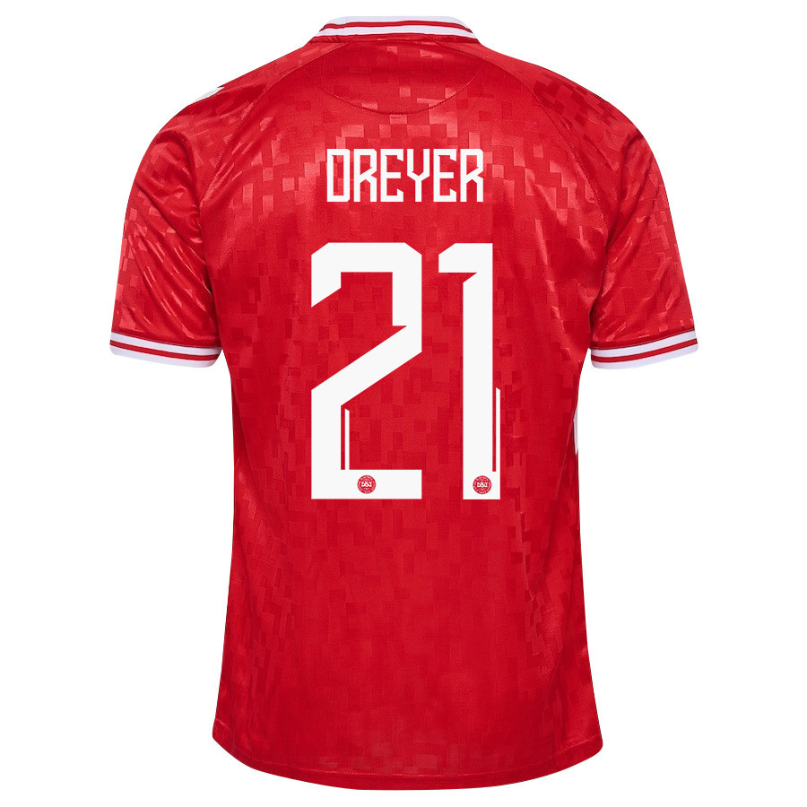 Anders Dreyer 21 Denmark National Team 2024/25 Home Men Jersey - Red