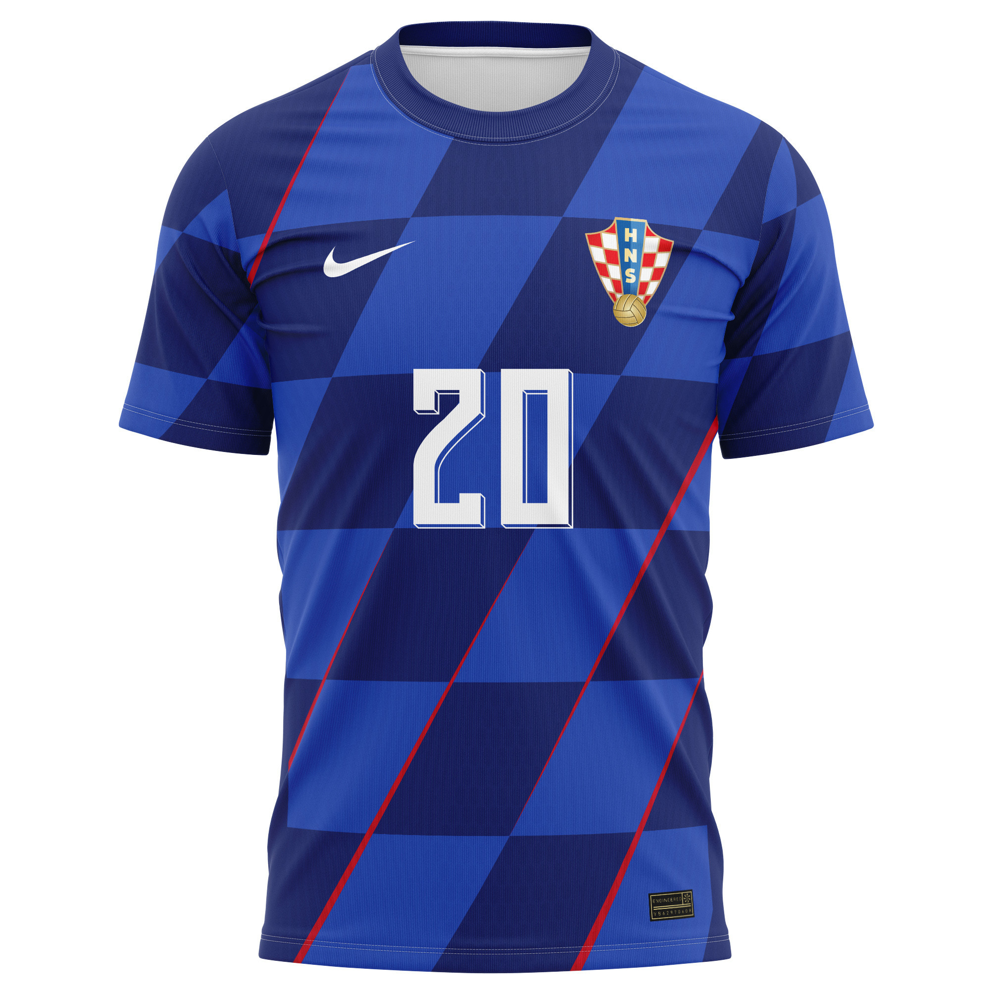Joško Gvardiol 20 Signed Croatia National Team 2024/25 Away Kits AOP T-shirt Autographed - Navy