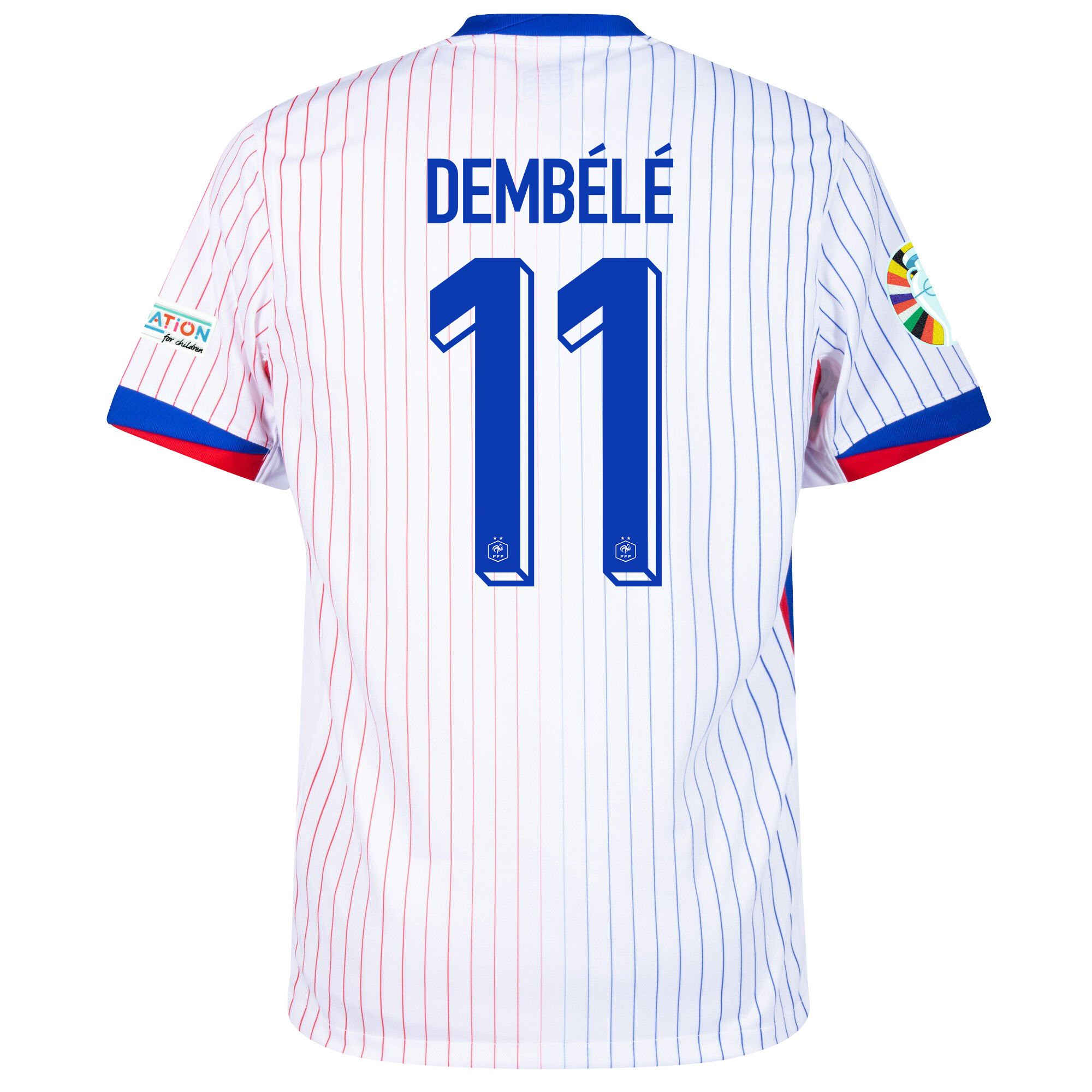 Ousmane Dembélé 11 France National Team 2024/25 Away Jersey - Euro UEFA Patch - Men, White