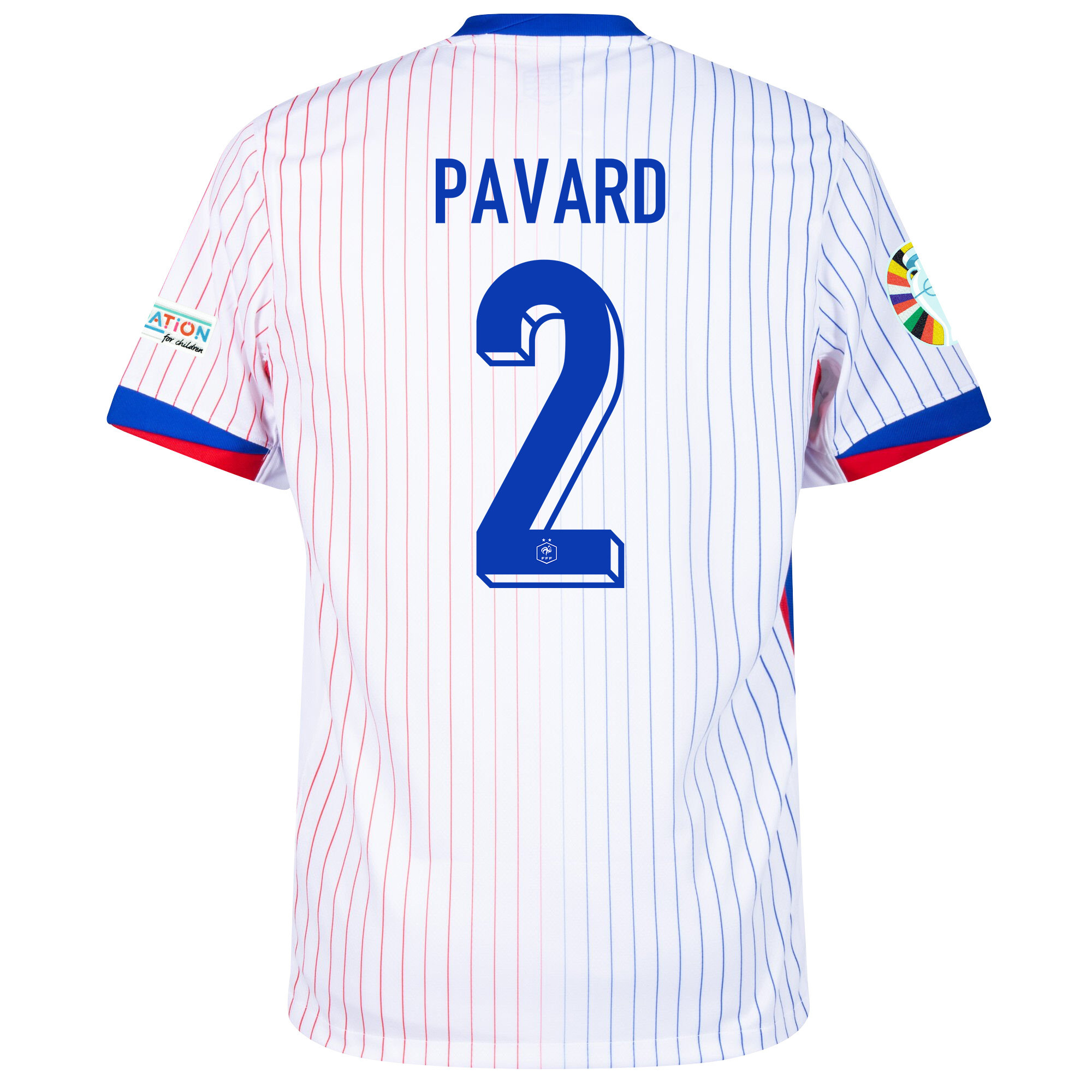 Benjamin Pavard 2 France National Team 2024/25 Away Jersey - Euro UEFA Patch - Men, White