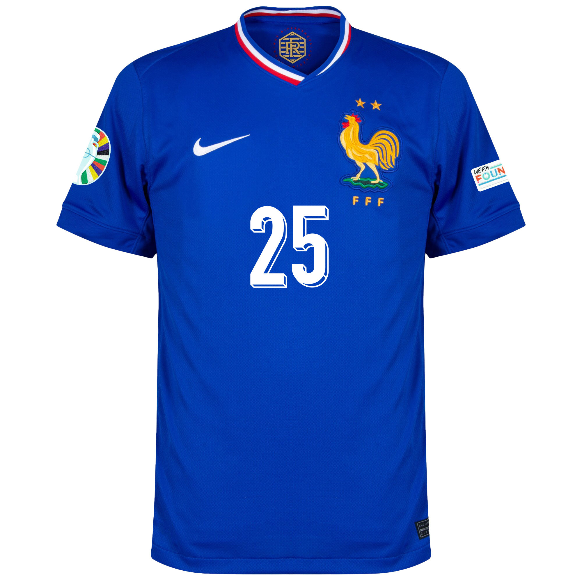 Bradley Barcola 25 France National Team 2024/25 Home Jersey - Euro UEFA Patch - Men, Blue