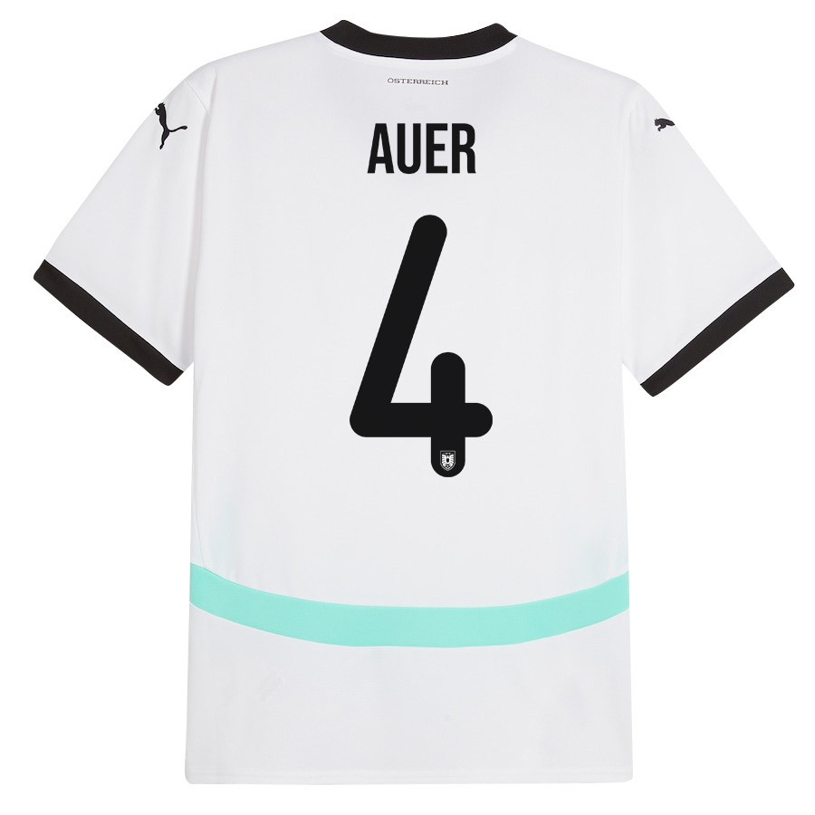 Jonas Auer 4 Austria National Team 2024/25 Away Men Jersey - White
