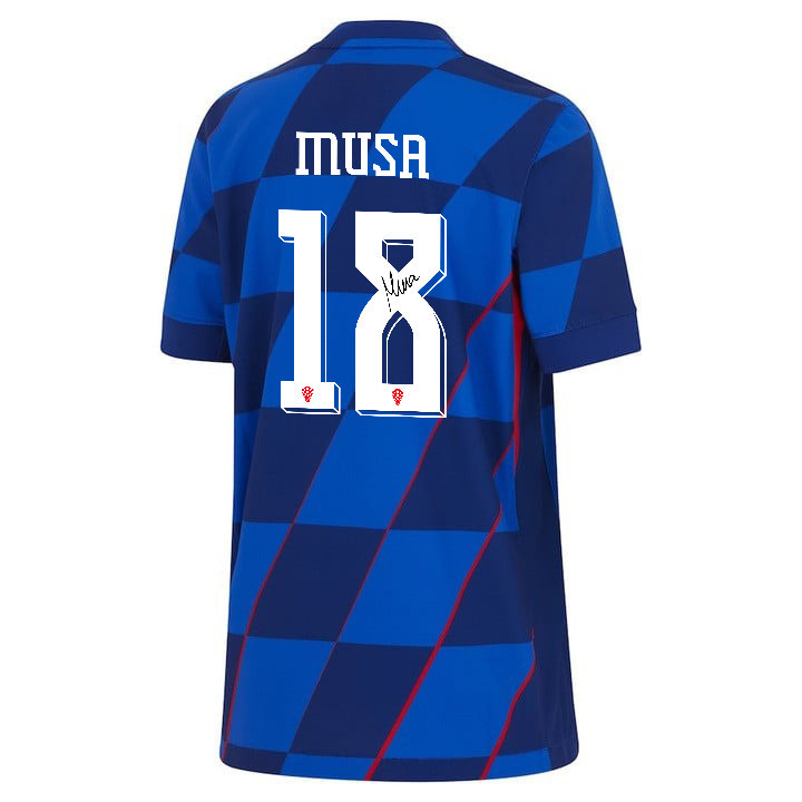 Petar Musa 18 Signed Croatia National Team 2024 Away YOUTH Jersey Autographed - Navy