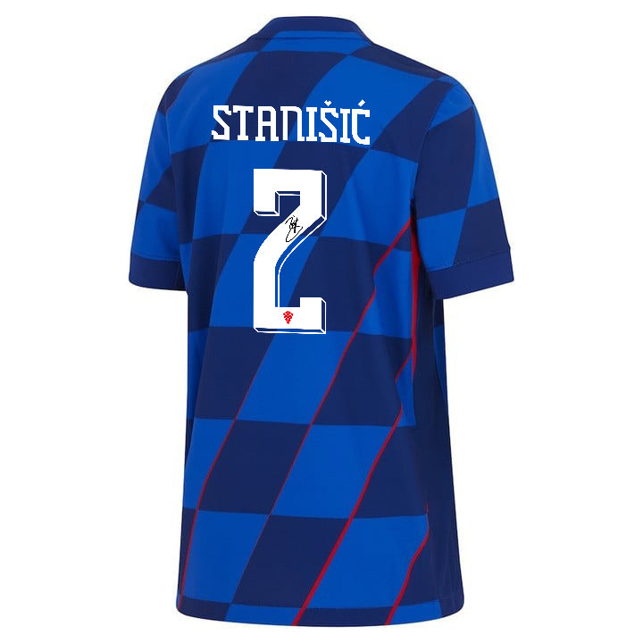 Josip Stanišić 2 Signed Croatia National Team 2024 Away YOUTH Jersey Autographed - Navy