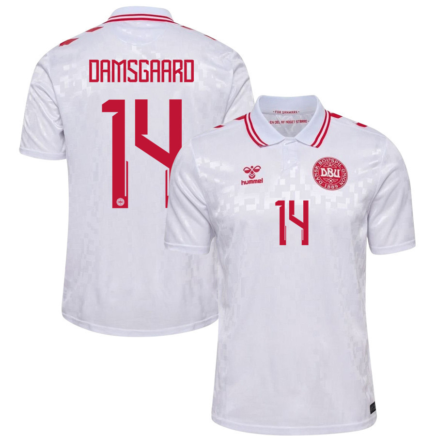 Mikkel Damsgaard 14 Denmark National Team 2024/25 Away Men Jersey - White