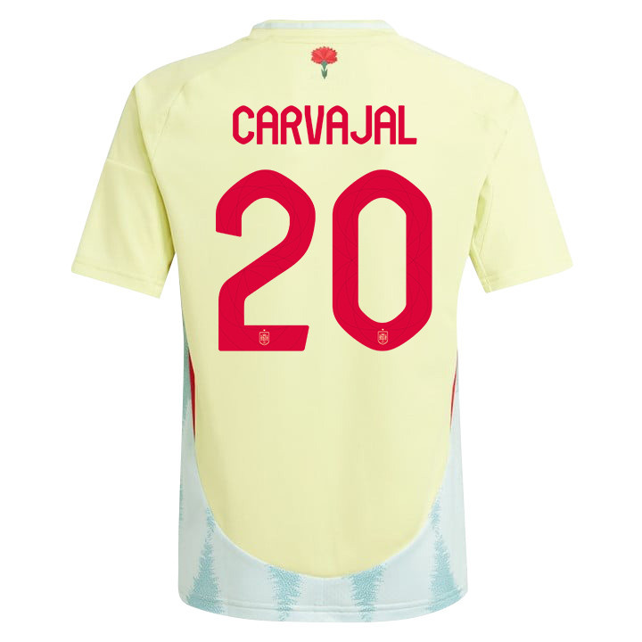 Dani Carvajal 20 Spain National Team 2024 Away YOUTH Jersey - Yellow