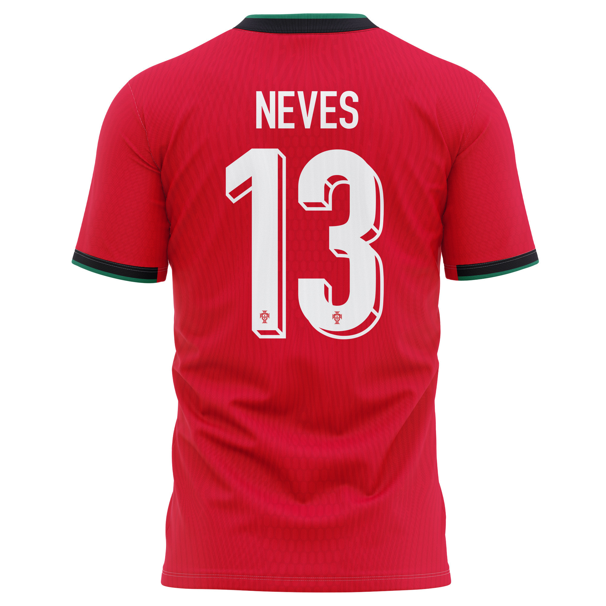 João Neves 13 Portugal National Team 2024/25 Home Kits AOP T-shirt - Red
