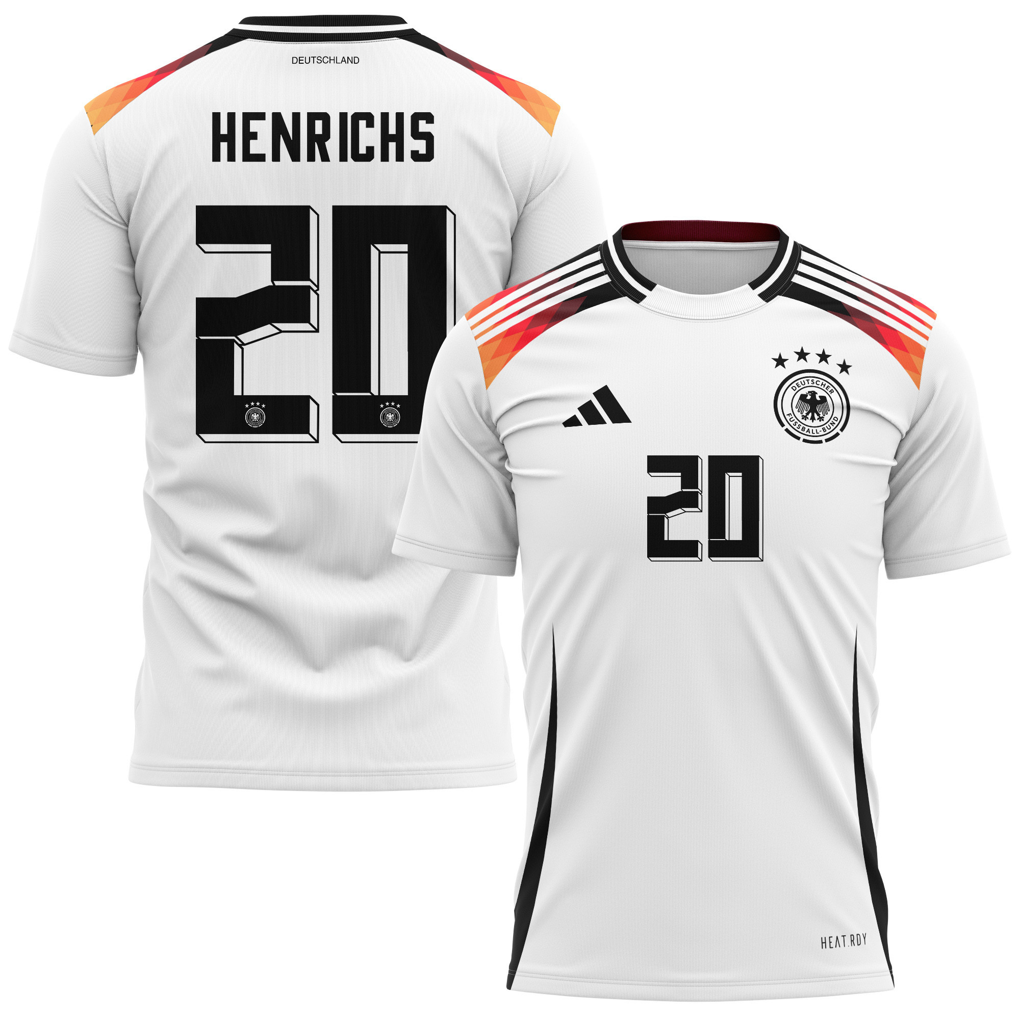 Benjamin Henrichs 20 Germany National Team 2024 Home Kits AOP T-shirt - White