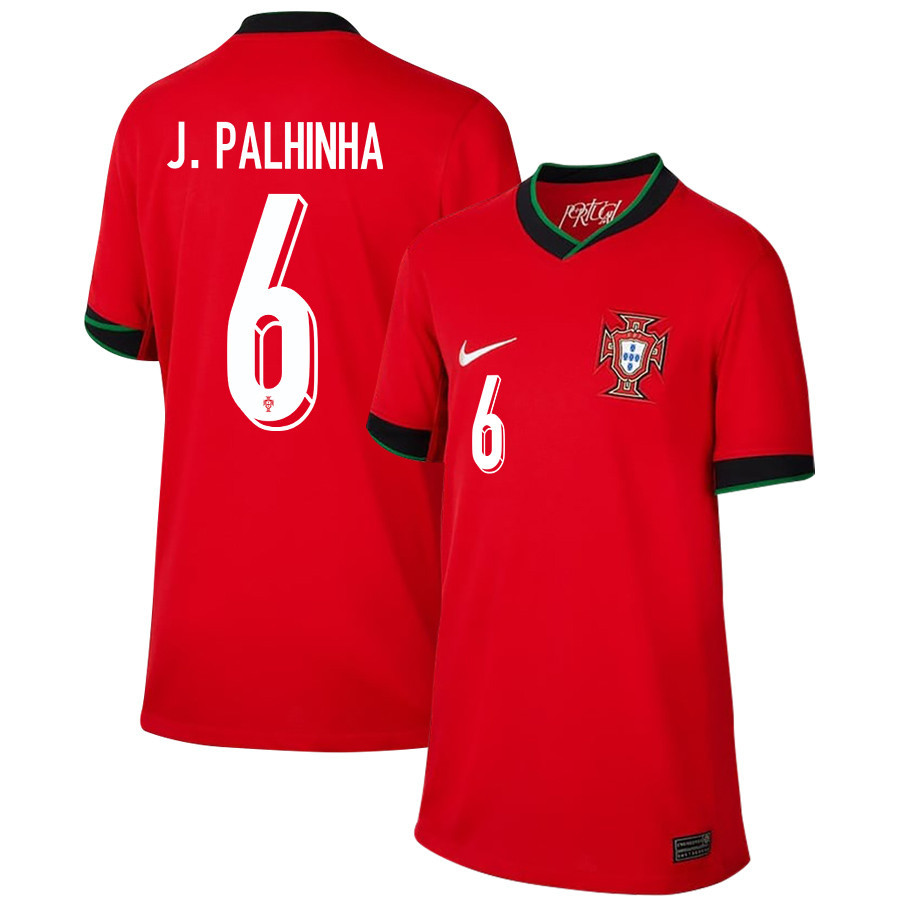 João Palhinha 6 Portugal National Team 2024/25 Home YOUTH Jersey - Red