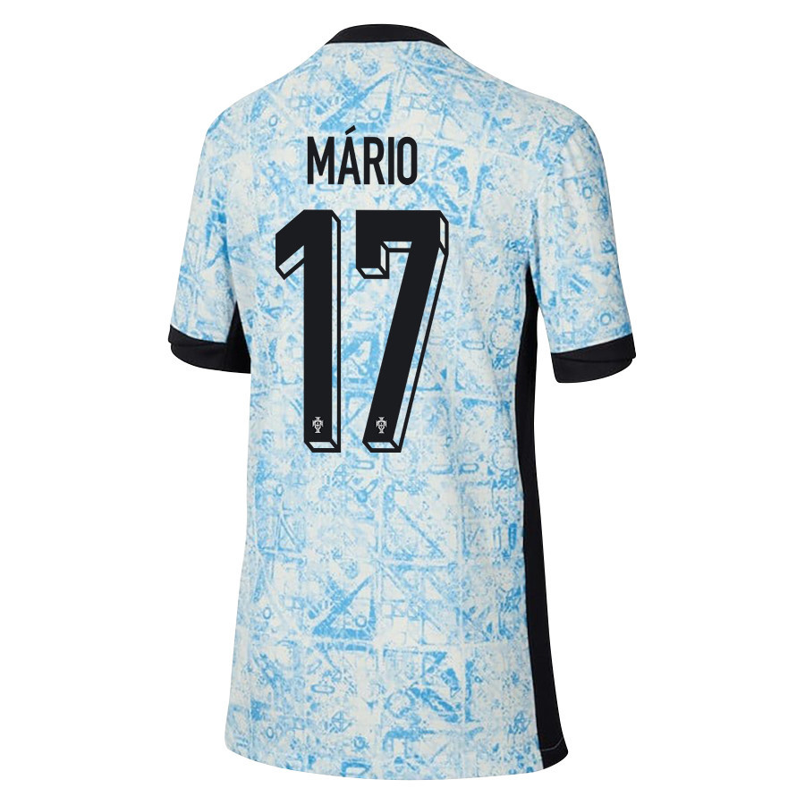 João Mário 17 Portugal National Team 2024/25 Away YOUTH Jersey - Cream/Blue