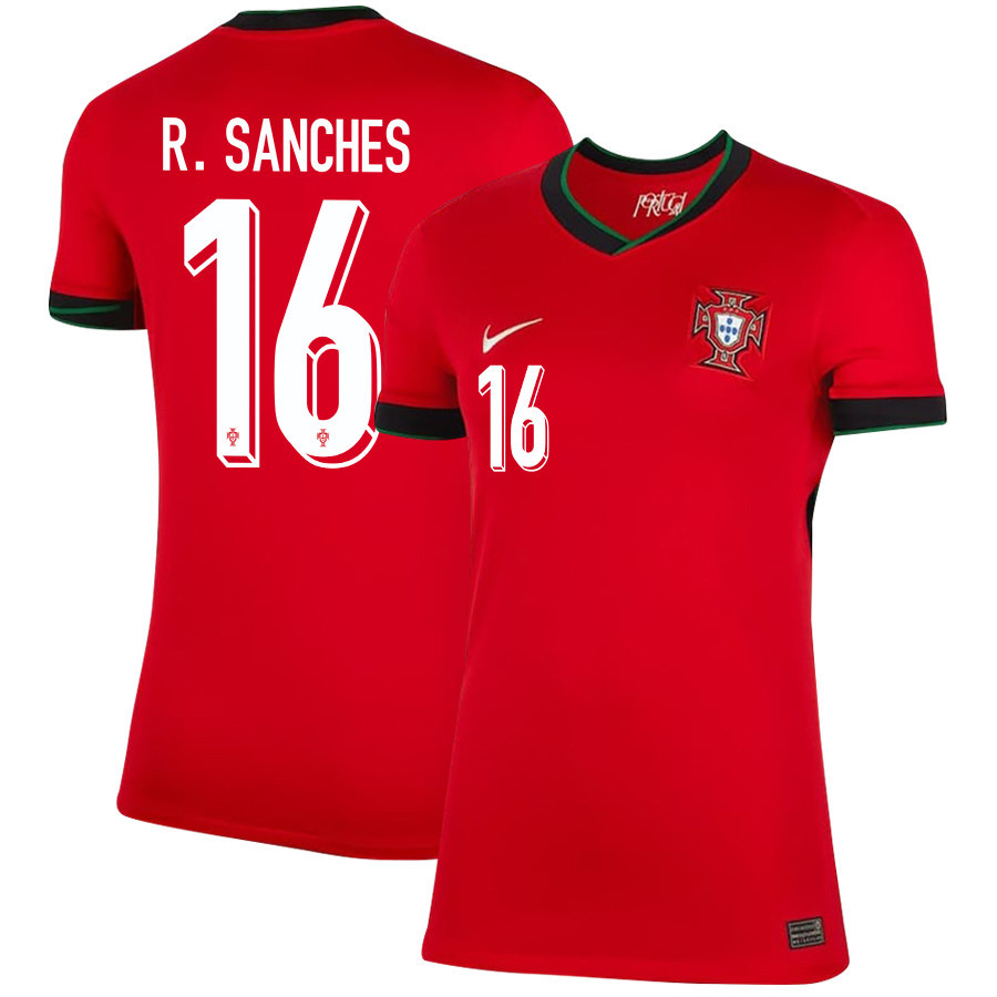 Renato Sanches 16 Portugal National Team 2024/25 Home WOMEN Jersey - Red