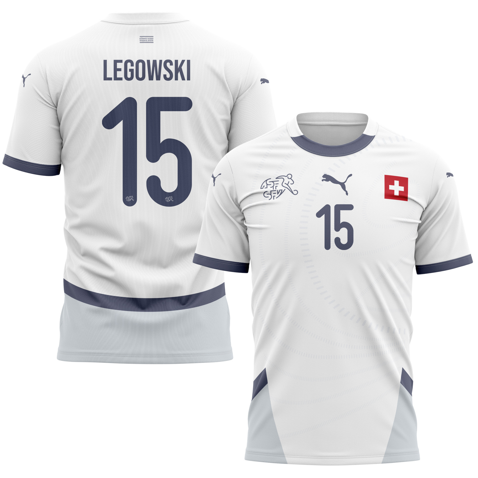 Djibril Sow 15 Switzerland National Team 2024/25 Away Kits AOP T-shirt - White