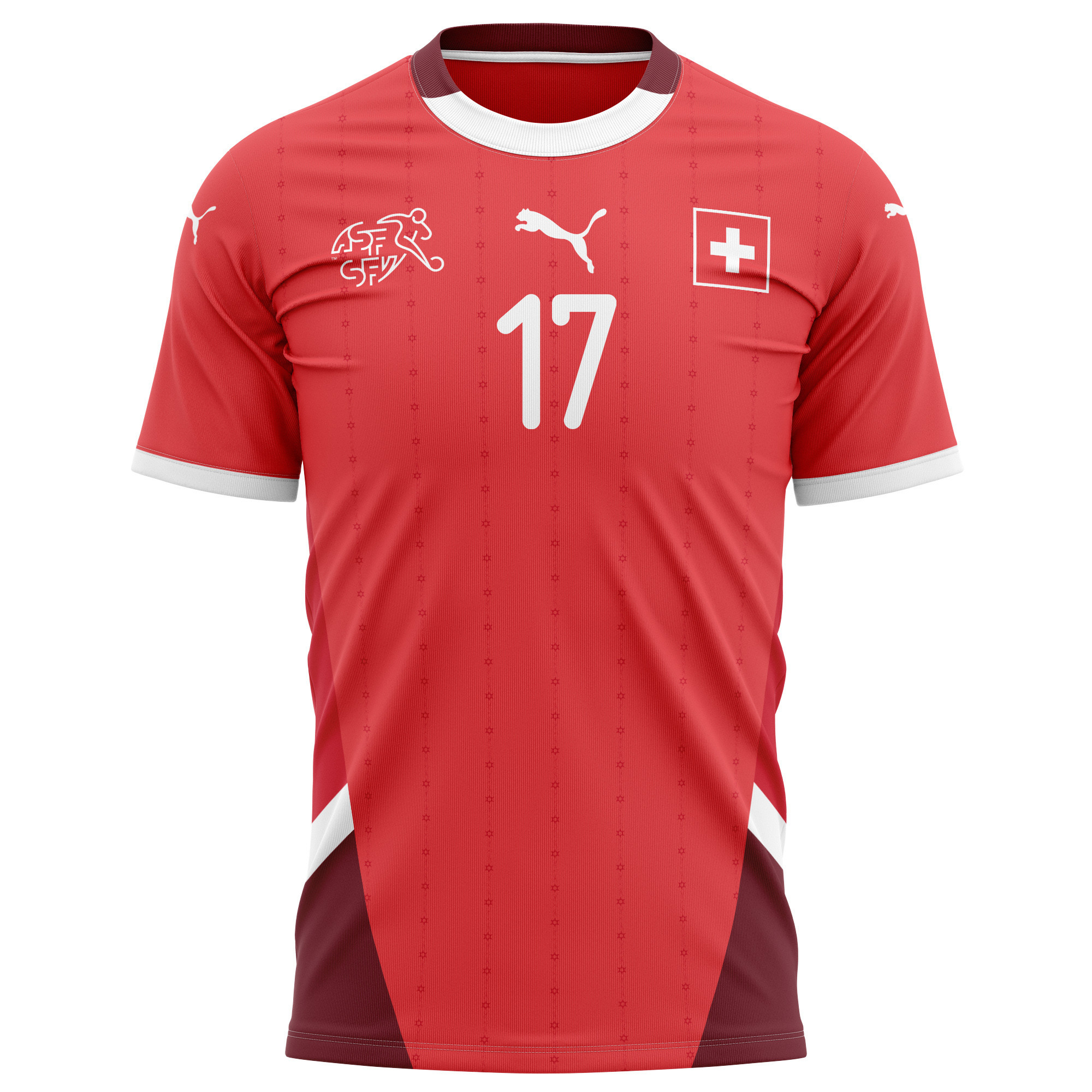 Uran Bislimi 17 Switzerland National Team 2024/25 Home Kits AOP T-shirt - Red