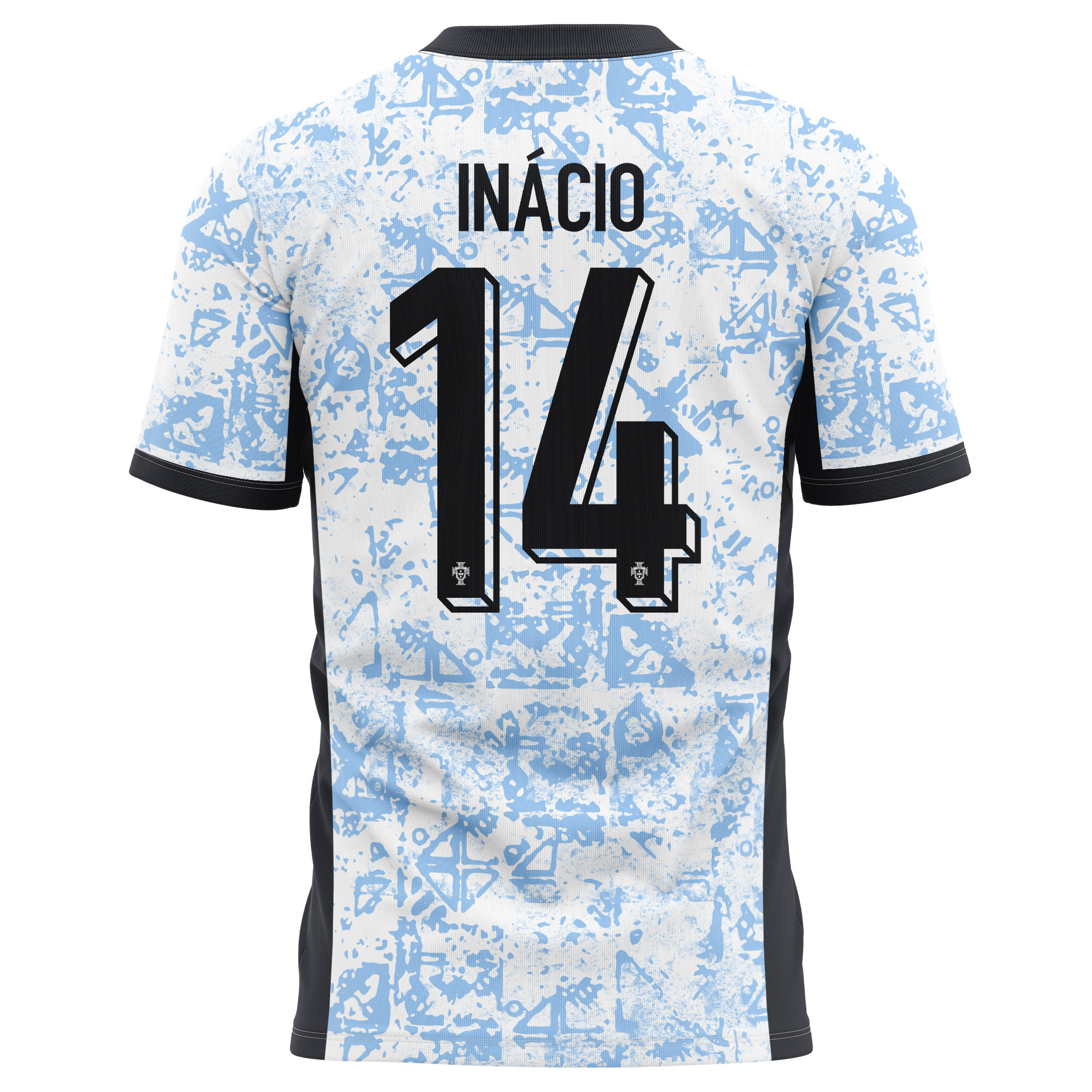 Gonçalo Inácio 14 Portugal National Team 2024/25 Away Kits AOP T-shirt - Cream/Blue