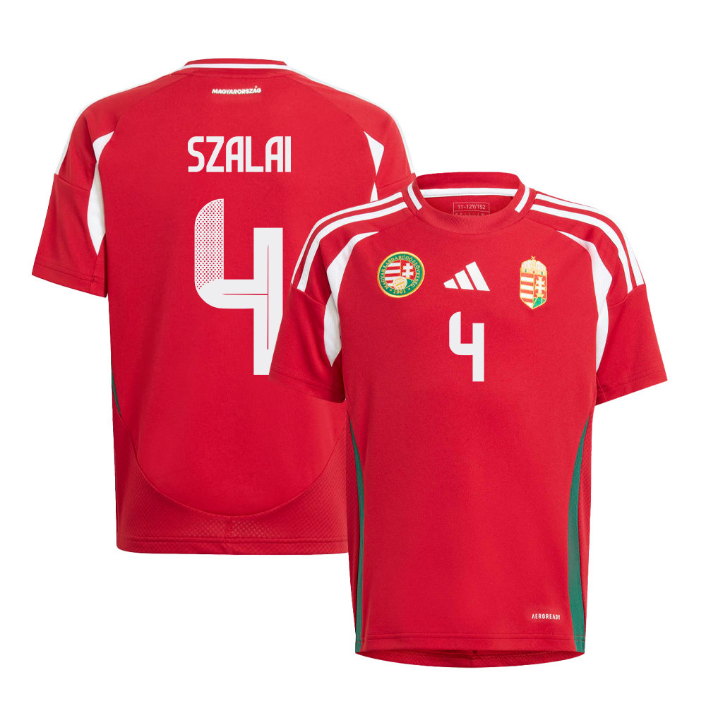 Attila Szalai 4 Hungary National Team 2024/25 Home YOUTH Jersey - Red