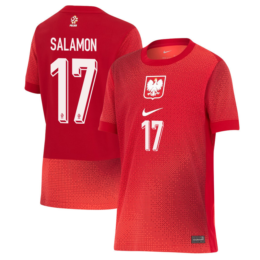 Bartosz Salamon 17 Poland National Team 2024/25 Away YOUTH Jersey - Red