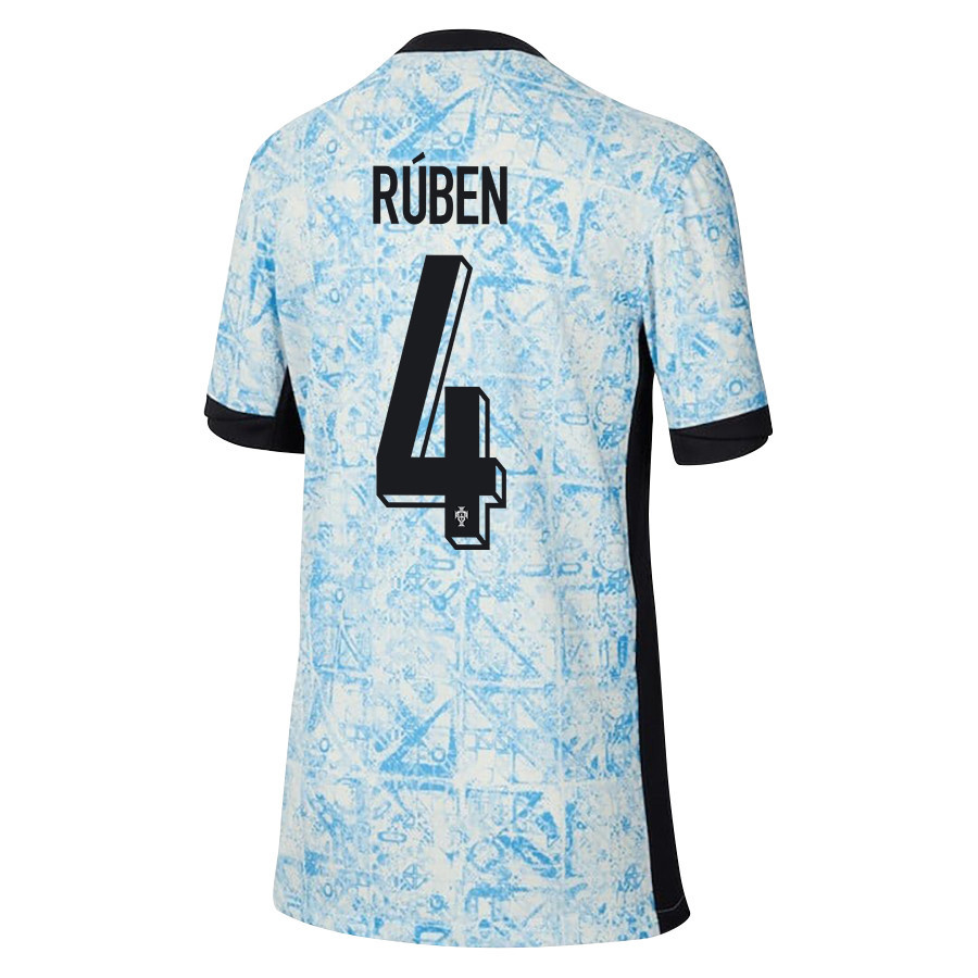 Rúben Dias 4 Portugal National Team 2024/25 Away YOUTH Jersey - Cream/Blue