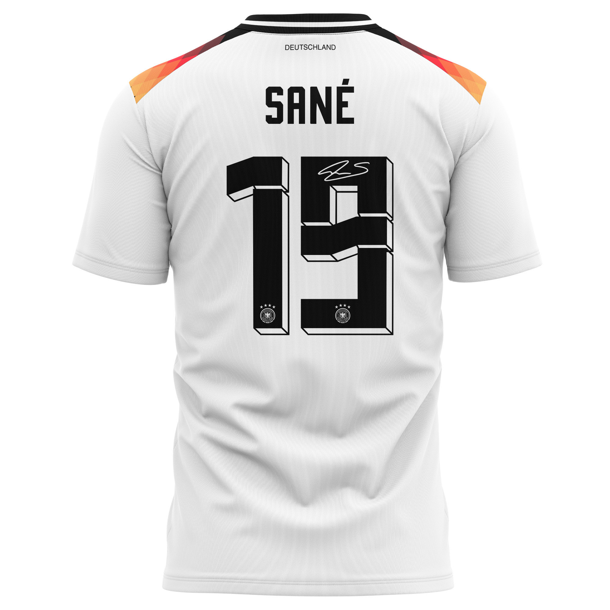 Leroy Sané 19 Signed Germany National Team 2024 Home Kits AOP T-shirt Autographed- White