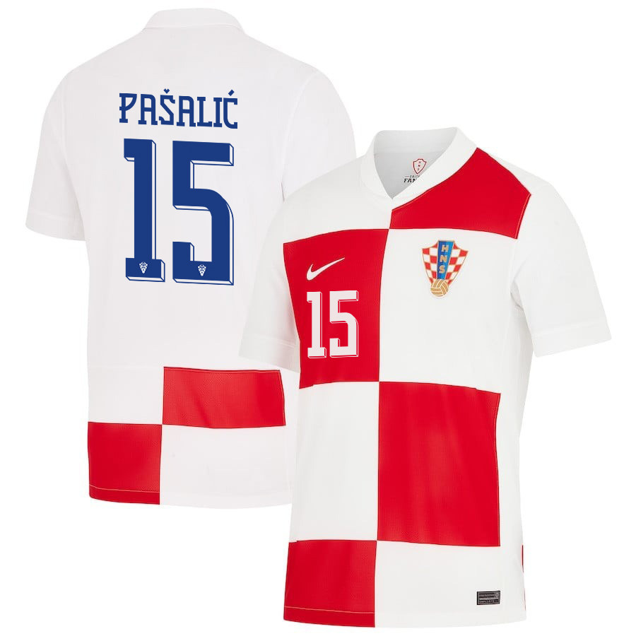 Mario Pašalić 15 Croatia National Team 2024 Home Men Jersey - White