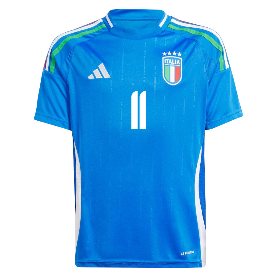 Giacomo Raspadori 11 Italy National Team 2024/25 Home YOUTH Jersey - Blue